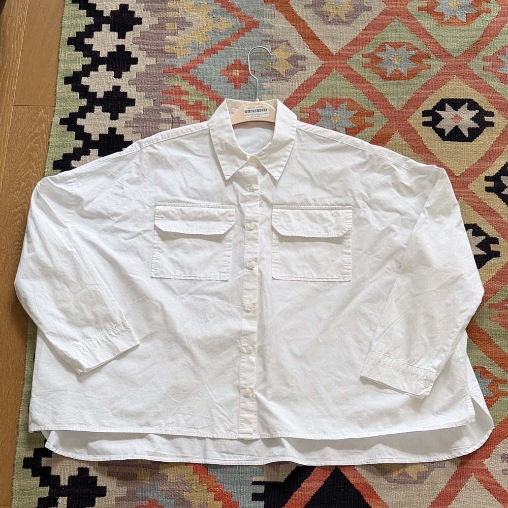 The Frankie Shop Elara Oversized White Button Down Cotton Shirt